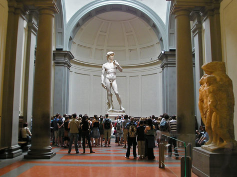 Statue of David at the Accademia Gallery - Florence Italy